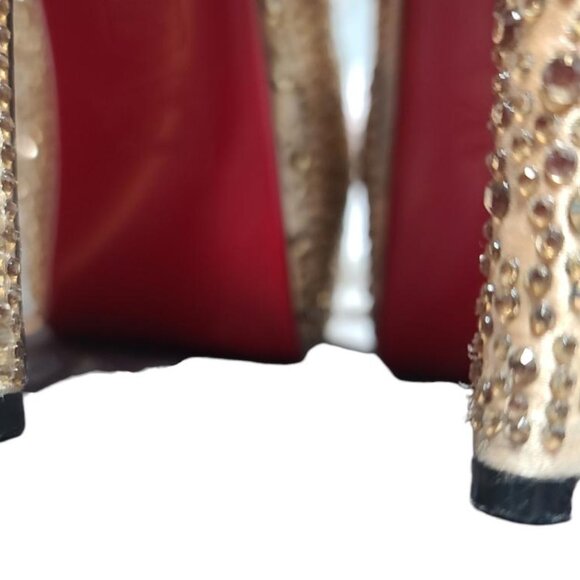 Authentic Christian Louboutin Gold Strass Daffodile Crystals Platform Heels 36/6 - Picture 14 of 14